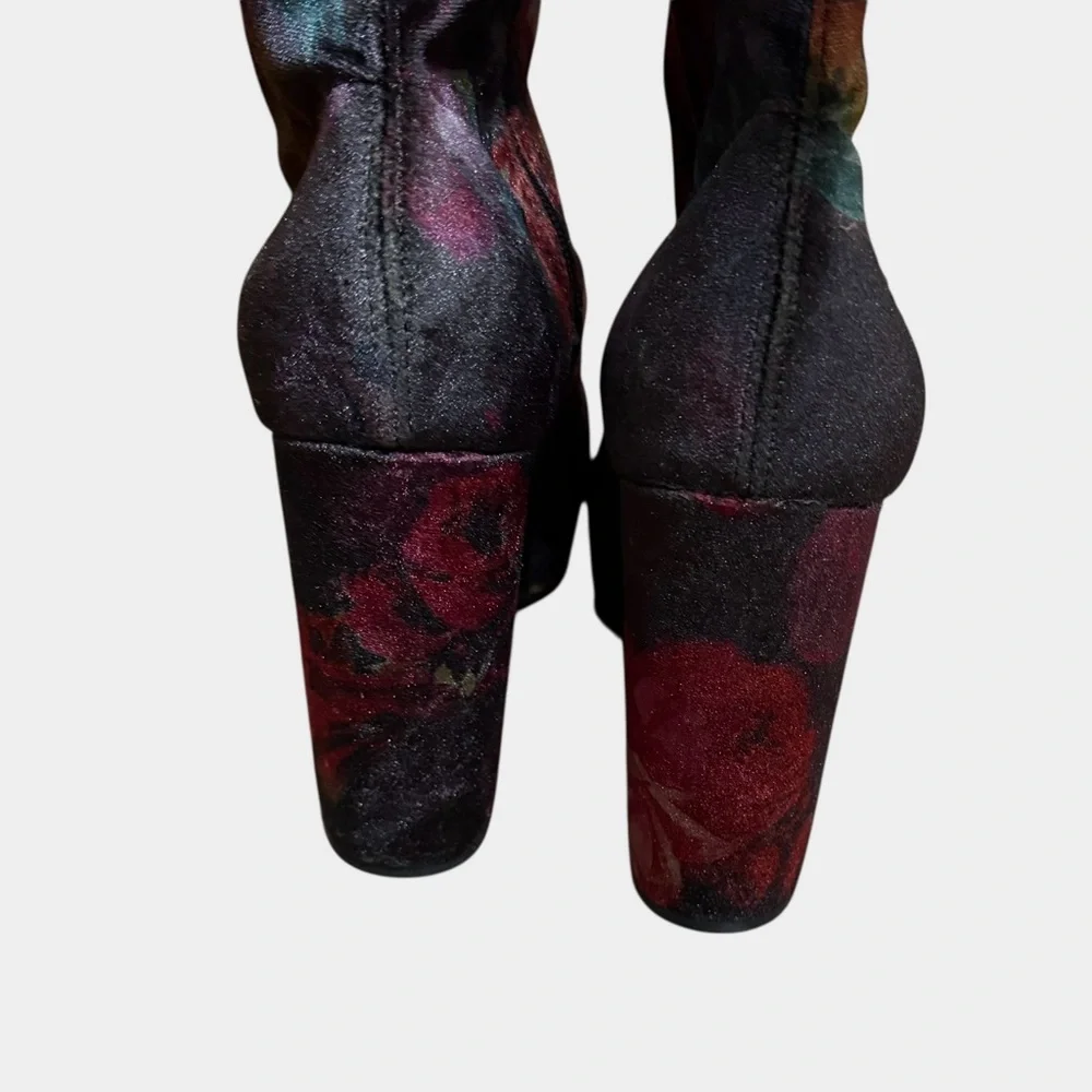 Madden Girl Groopie Black Velvet Floral Over-the-Knee Platform Boots